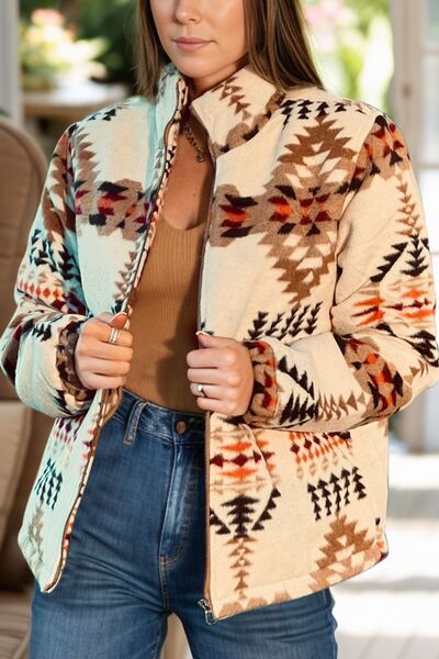 Vintage Colorful Zip Up Mock Neck Jacket Sleek & Versatile Lightweight Outdoor Outerwear