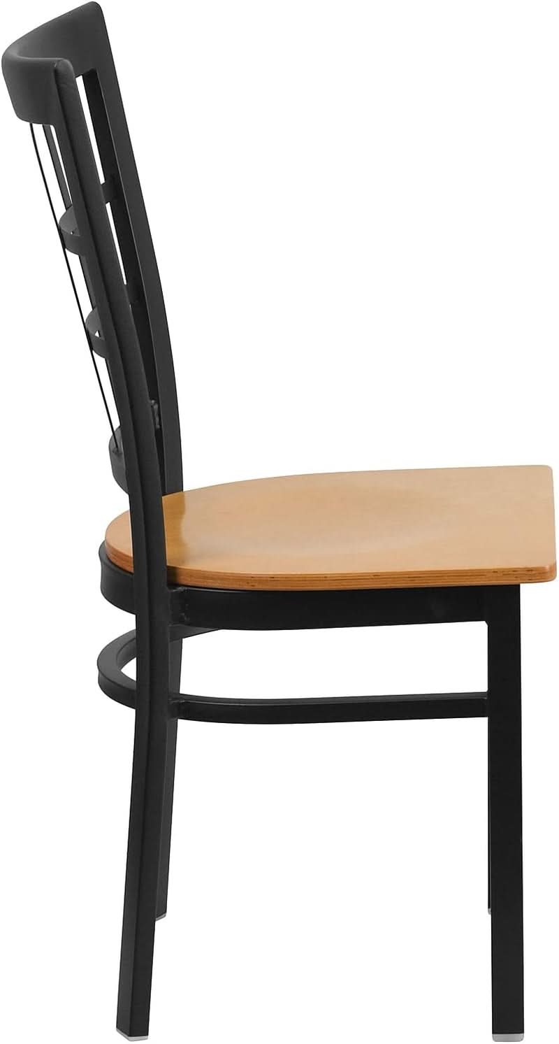 Hercules Series Black Metal Restaurant Chair With Wood Seat