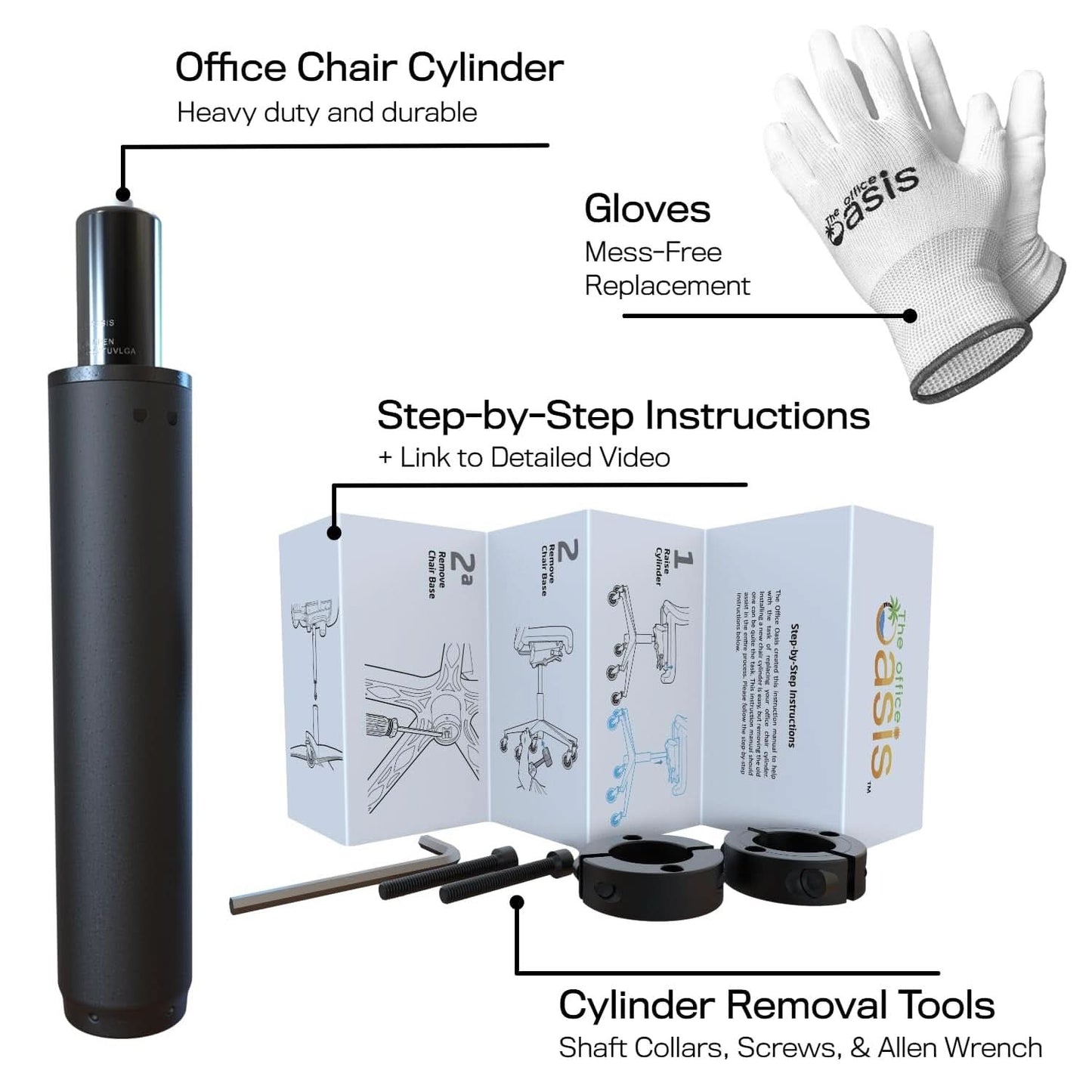 Office Chair Cylinder Replacement With Removal Tool Black