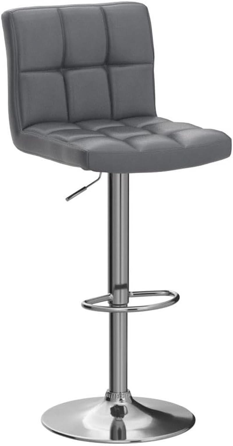 Bar Stools Set of 2, PU Leather Swivel Backrest, Gray