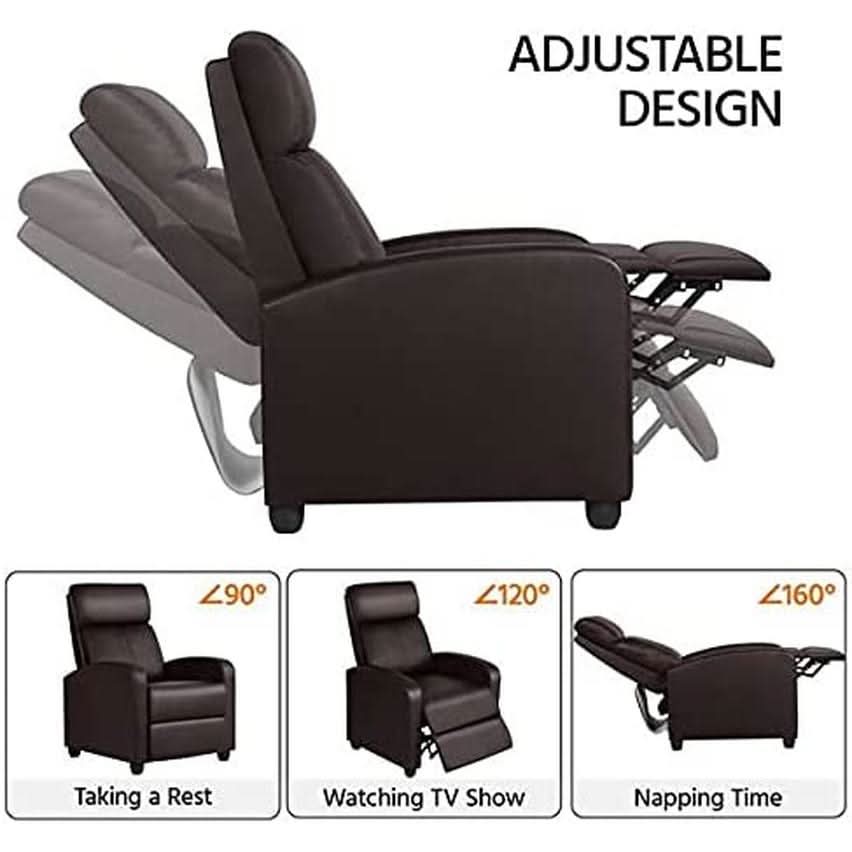 Set Of 2 PU Leather Padded Recliner Chairs For Living Room