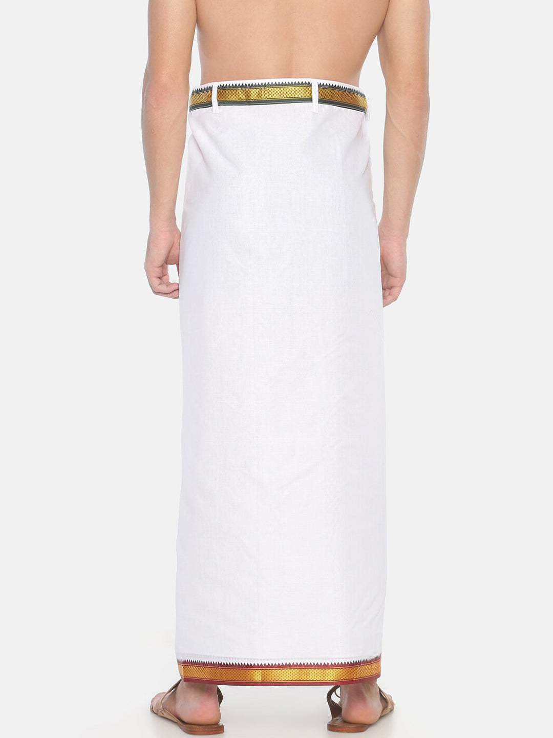 Sethukrishna Pack Of 2 White Solid Cotton Readymade Dhoti For Men