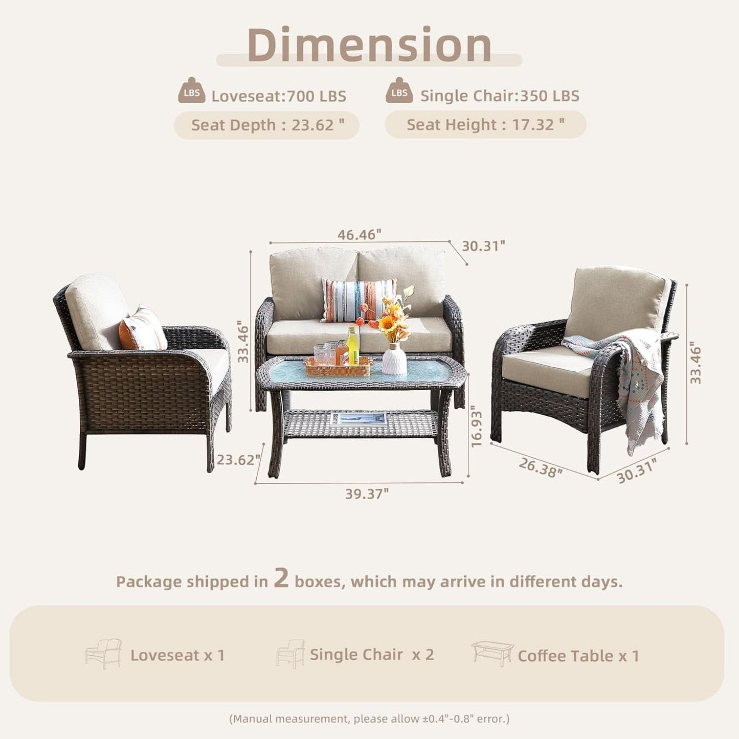 All Weather Wicker Patio Furniture Set with Cushions