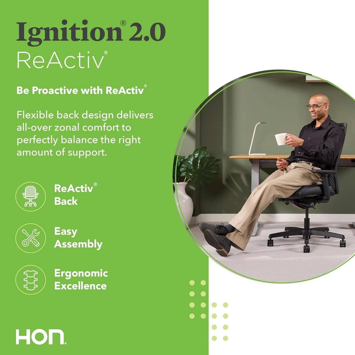 Ignition 2.0 Reactiv Ergonomic Office Chair With Lumbar Support Blue