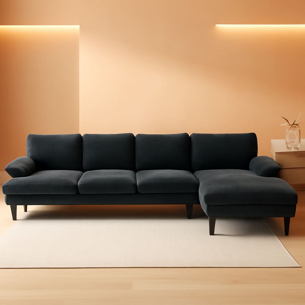 U Shape Sectional Sofa 111 Inch Black Living Room Setup