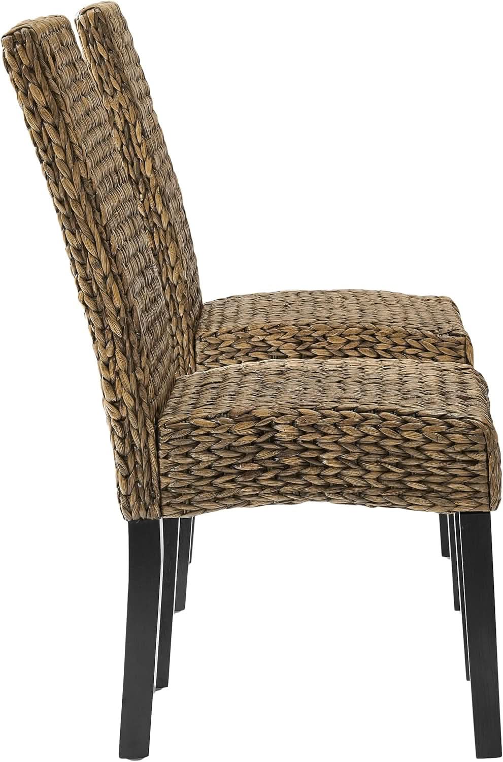 Edgewater Handwoven Rattan Dining Chairs Set Of 2 Seagrass