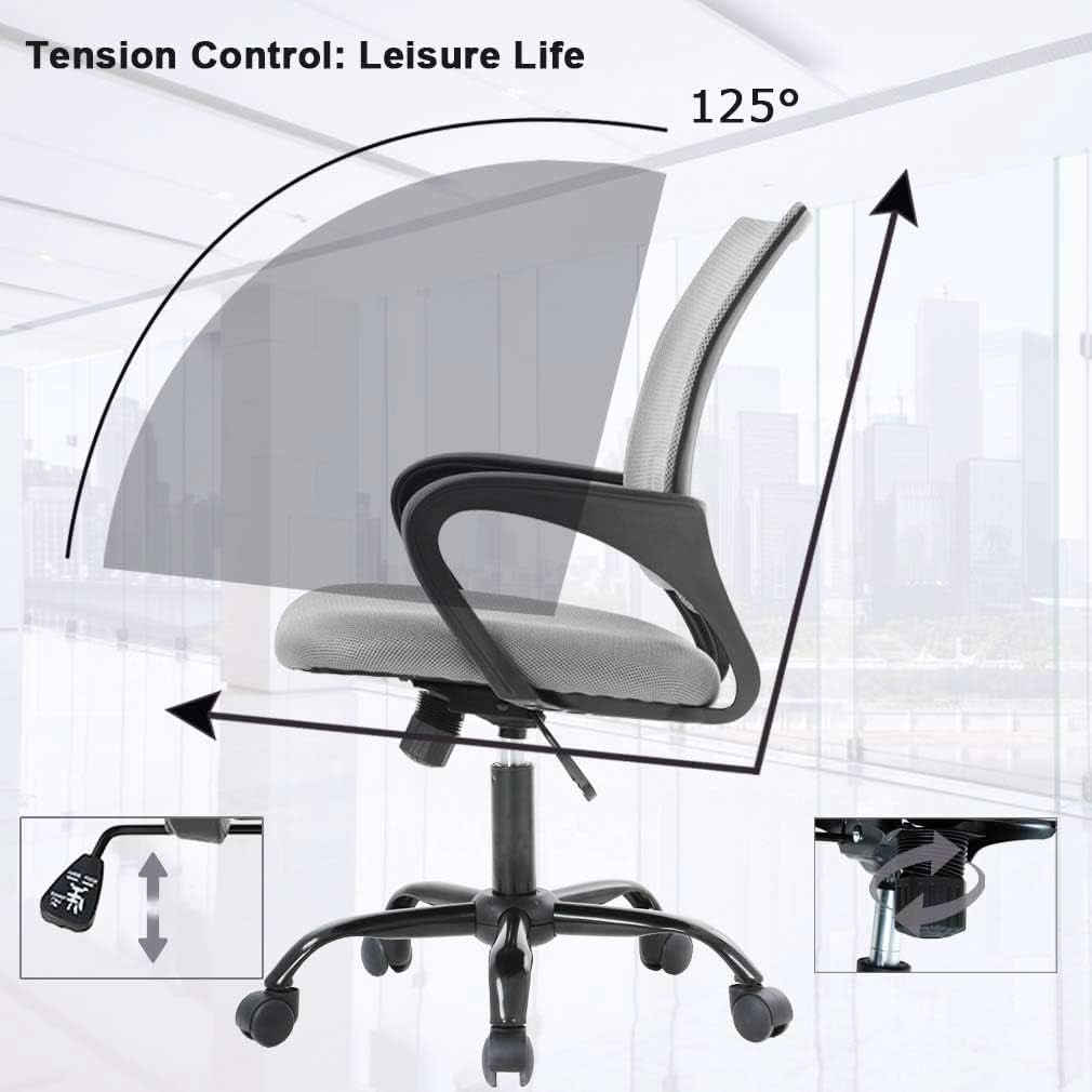 Ergonomic Mesh Office Chair With Lumbar Support Grey