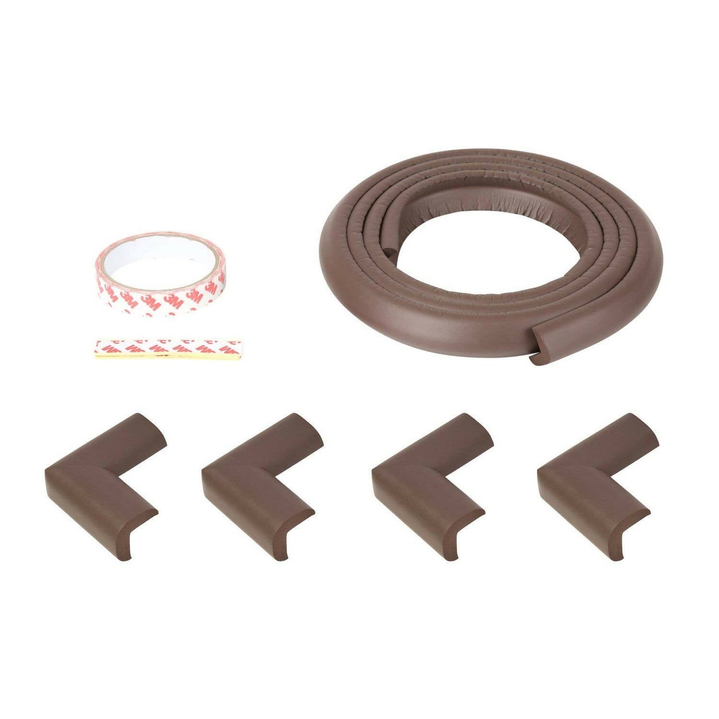Safe-O-Kid Unique High Density L-Shaped 2 Mtr Long Medium Edge Guards With 8 Corner Cushions - Brown