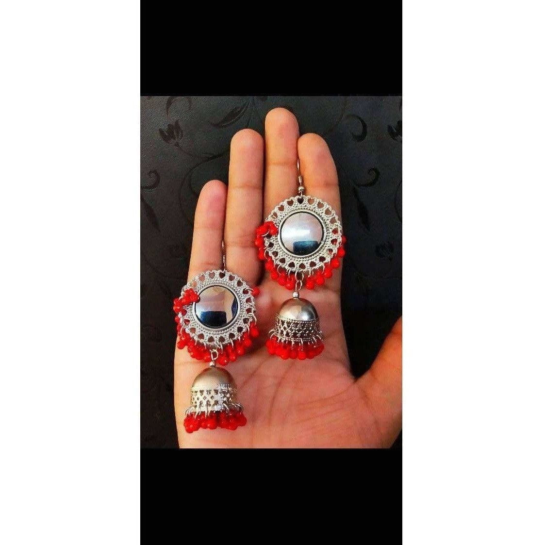 MS Fashion India Muskan Fancy Mirror work Orange smart Earrings