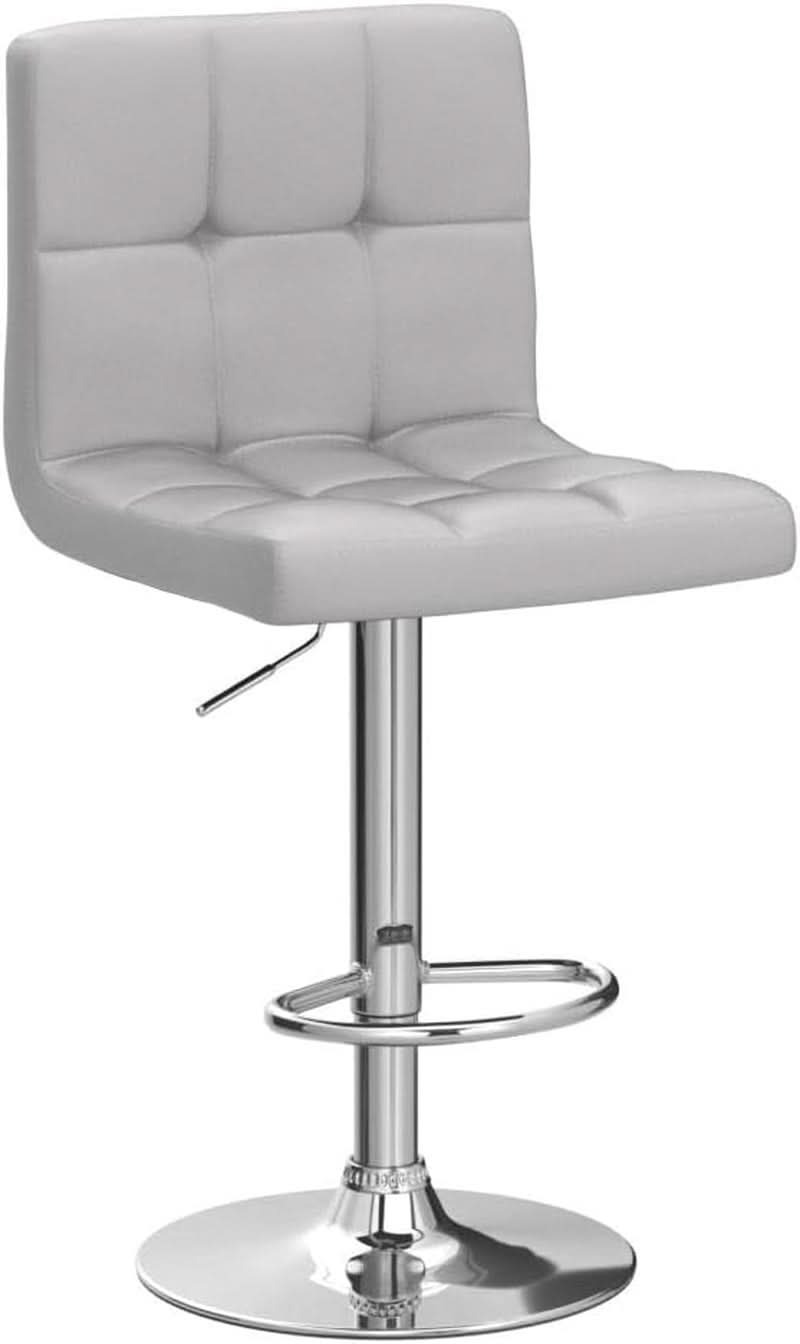 Bar Stools 2 Pack Adjustable Gray PU Leather Counter Height