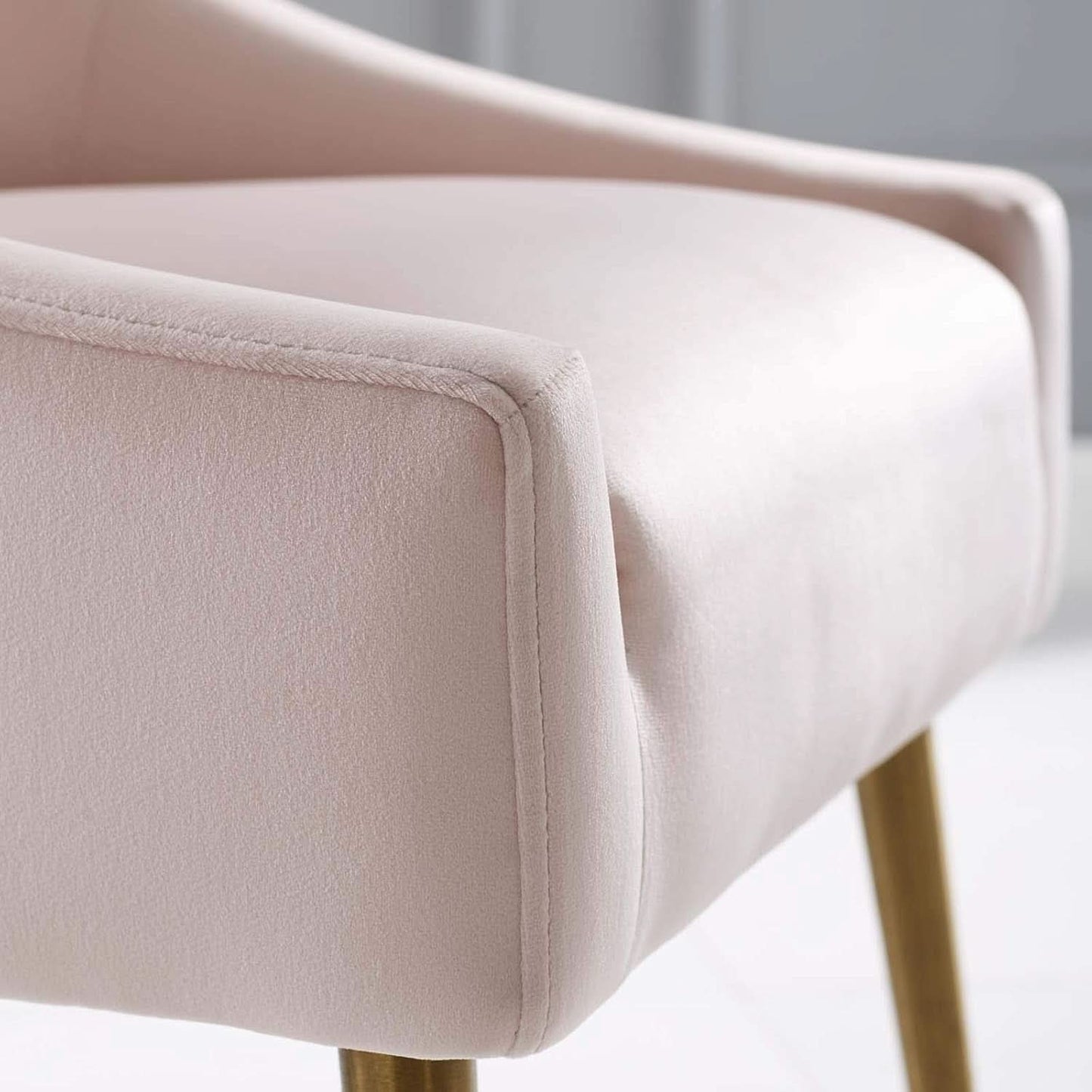 Pink Velvet Dining Chair With Gold Accents For Dining Room