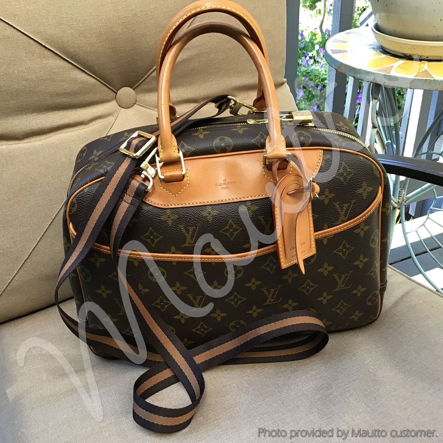 Dark Brown & Golden Tan Strap - 1" Wide Nylon - Adjustable Shoulder to Crossbody Length - for LV Monogram, Damier Ebene & More
