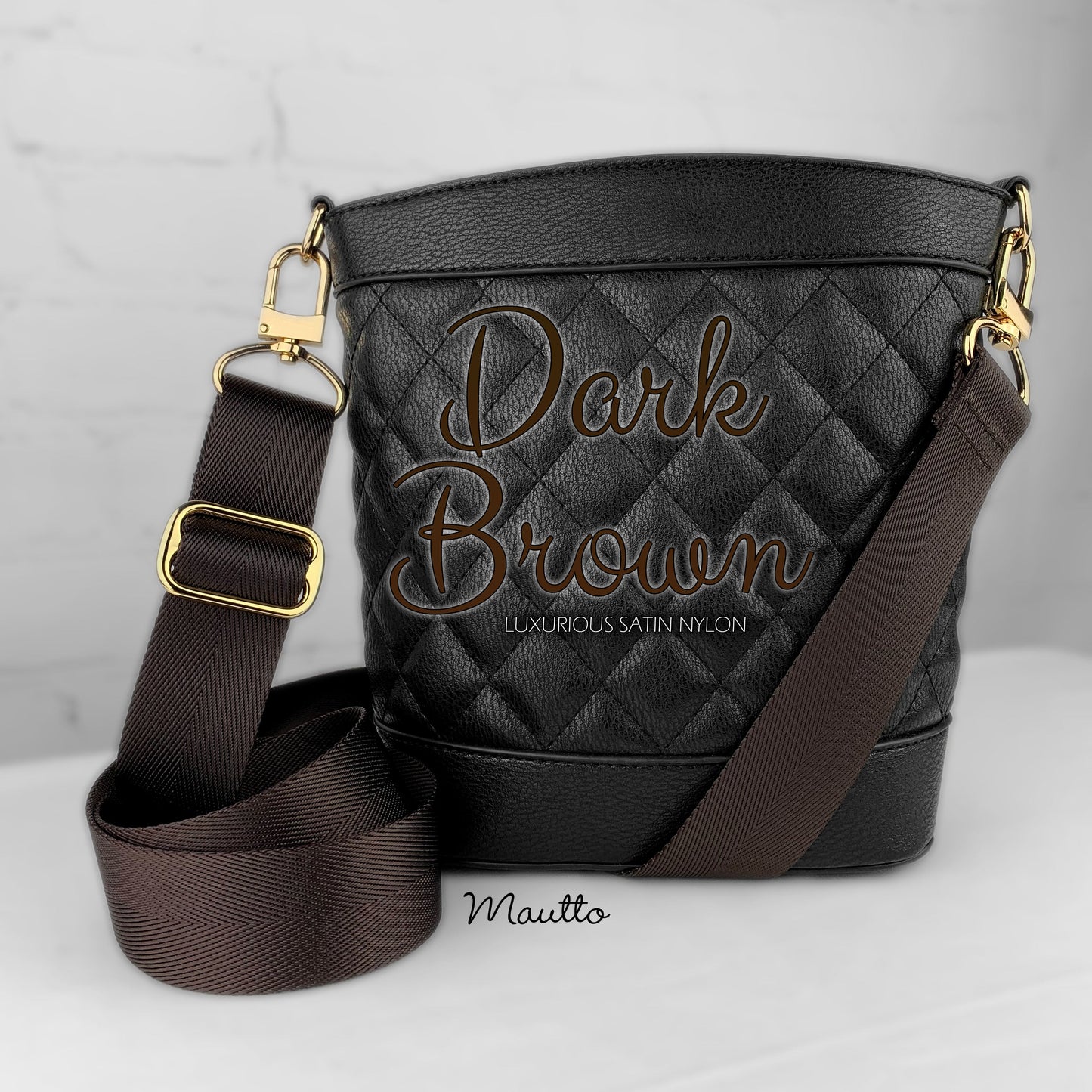 Luxurious Satin Nylon Strap - Wide/Comfy Shoulder to Crossbody Length - Adjustable (34-55 inches) - Gold-tone & Antique Gold Connector Options