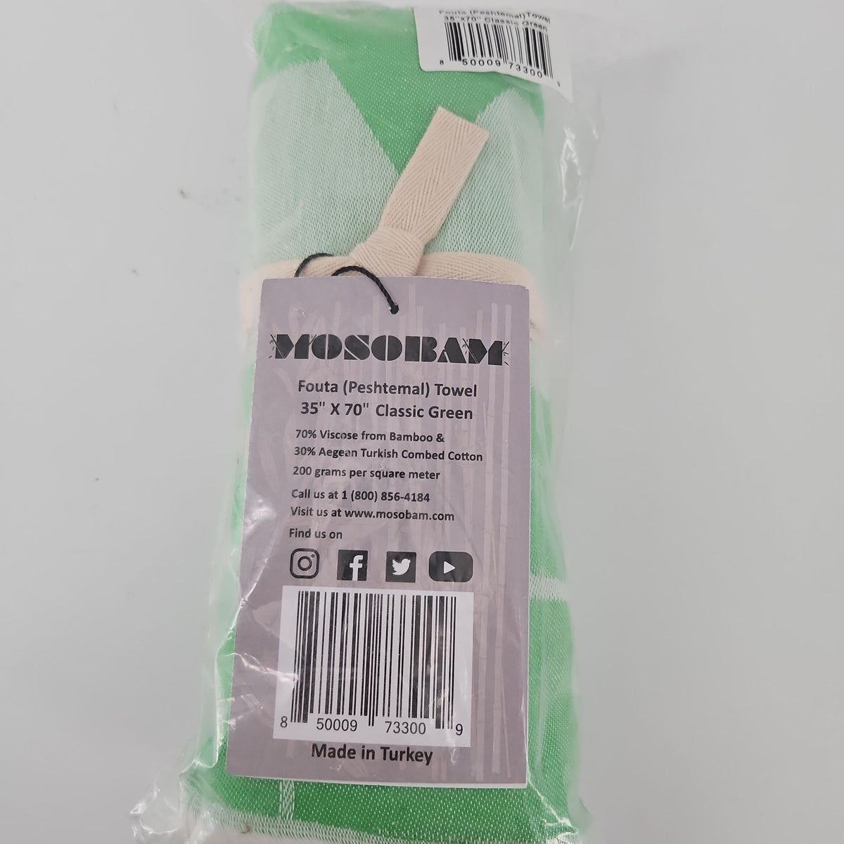 MOSOBAM Fouta Peshtemal Towel, 35 x 70 in