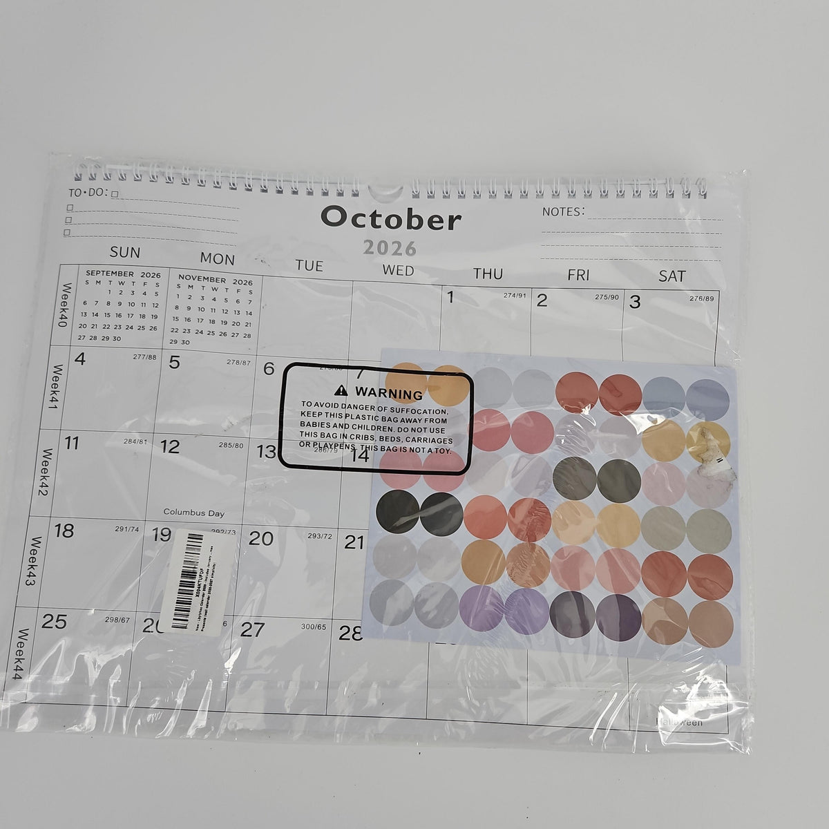 2026 Spiral-Bound Wall Calendar with To-Do and Notes Pages