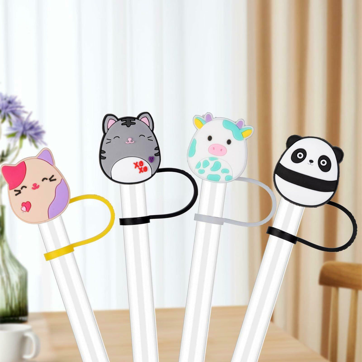 10-Piece Cartoon Straw Covers for 9–10 mm Straws
