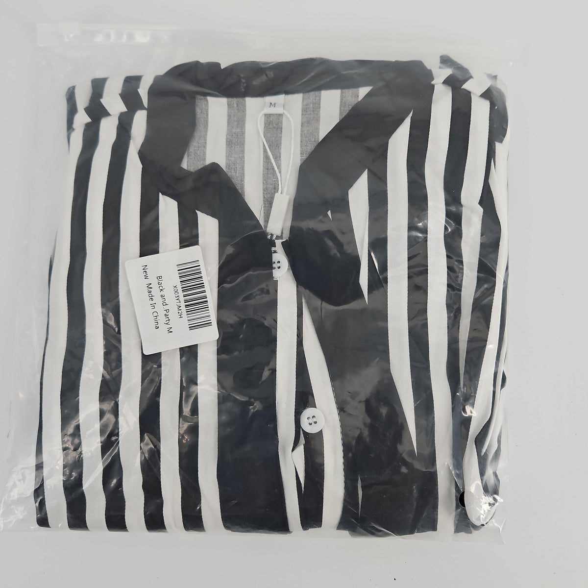 Striped Button-Front Shirt, Size M