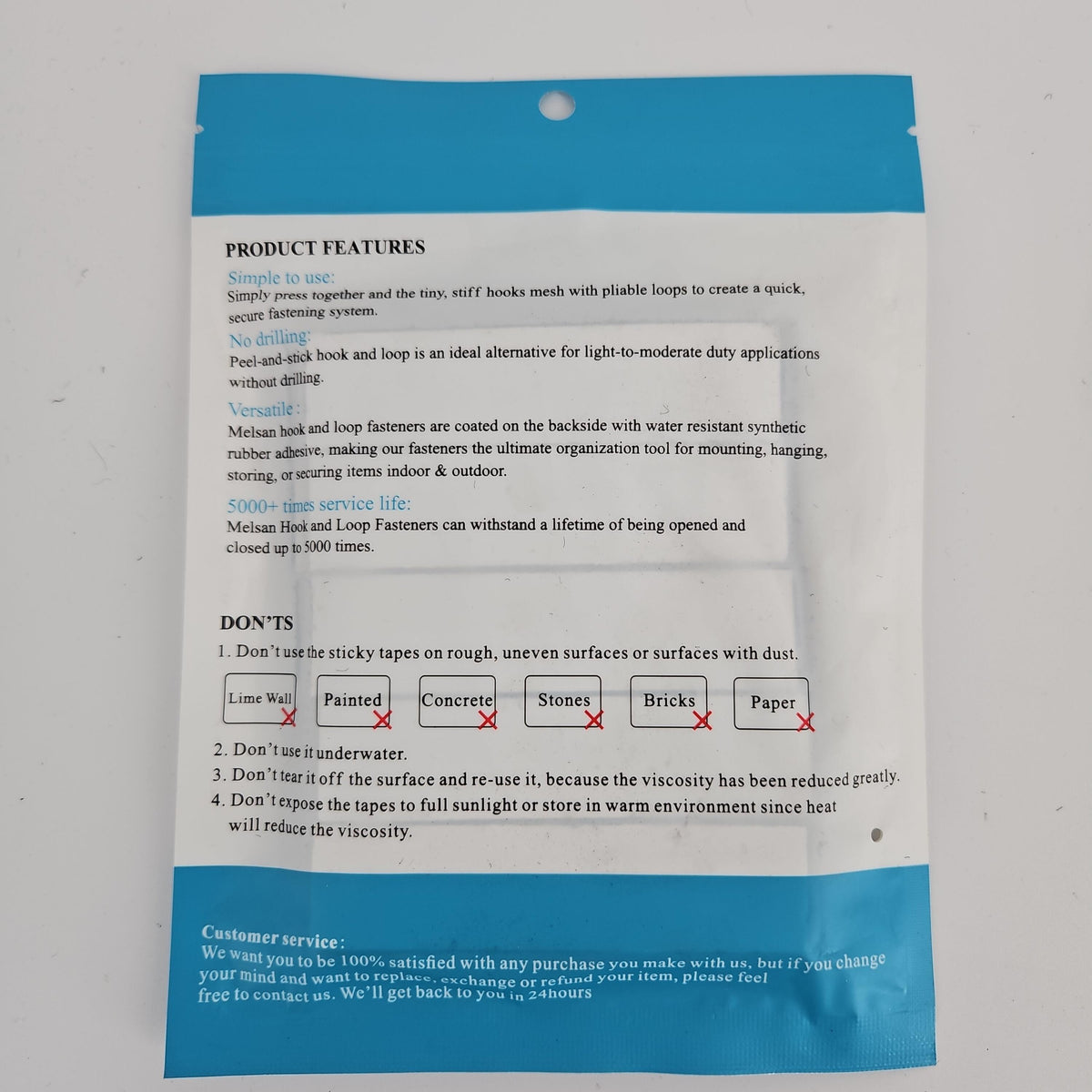 Melsan 1 x 4 Inch Adhesive Hook and Loop Strips, 15 Sets