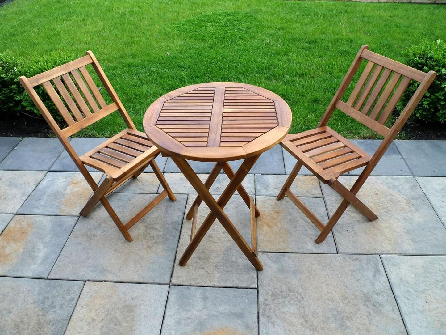 Acacia Round Folding Bistro Table And Chair Set Outdoor
