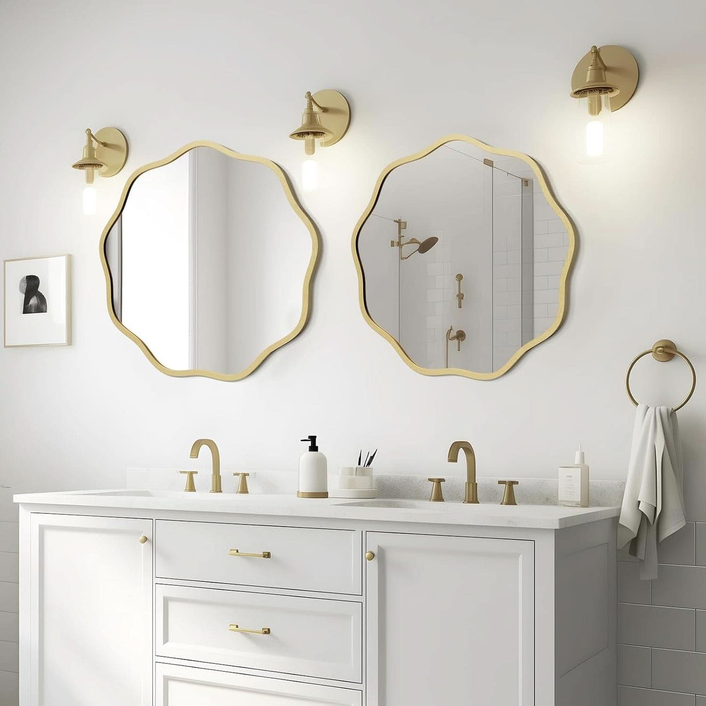 Gold Round Wall Mirror 20 Inch Decorative Home Accent