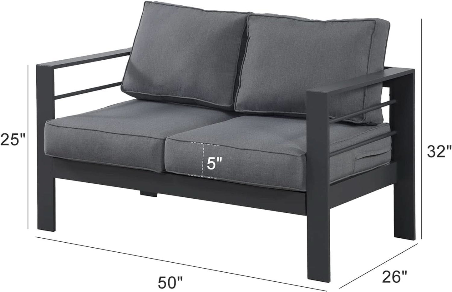 Aluminum Loveseat Sofa for All-Weather Outdoor Relaxation