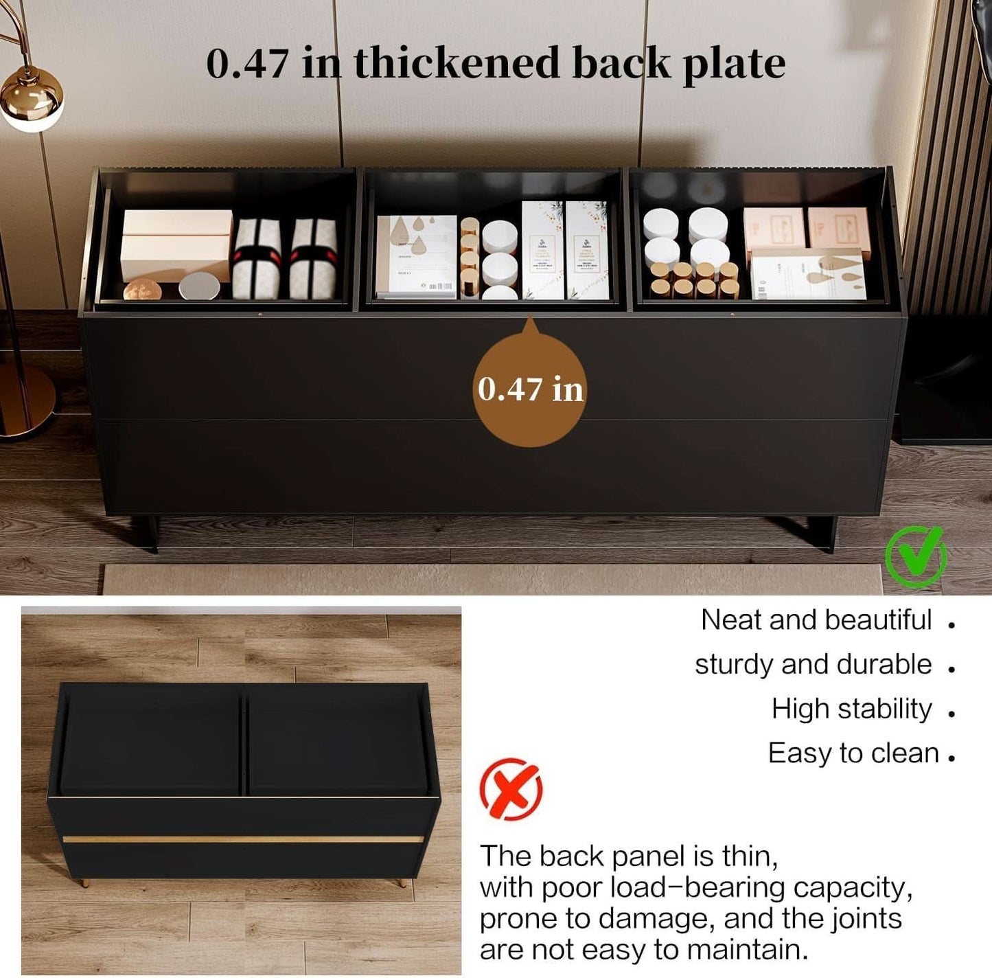 Matte Black Nine Drawer Organization Storage Cabinet