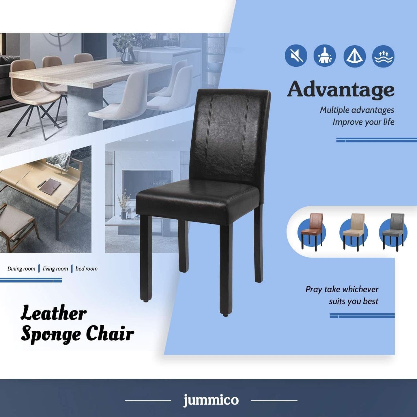 PU Leather Dining Chairs Black Set of 4 Modern Comfort
