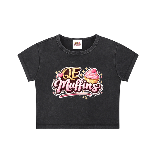 QE Muffins Snow Washed Crop Top