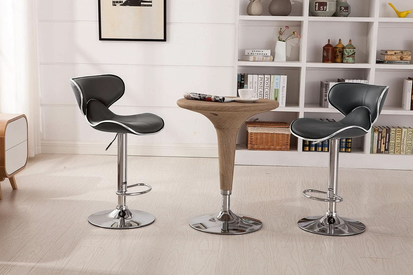 Masaccio Grey Leatherette Airlift Swivel Barstool Set of 2
