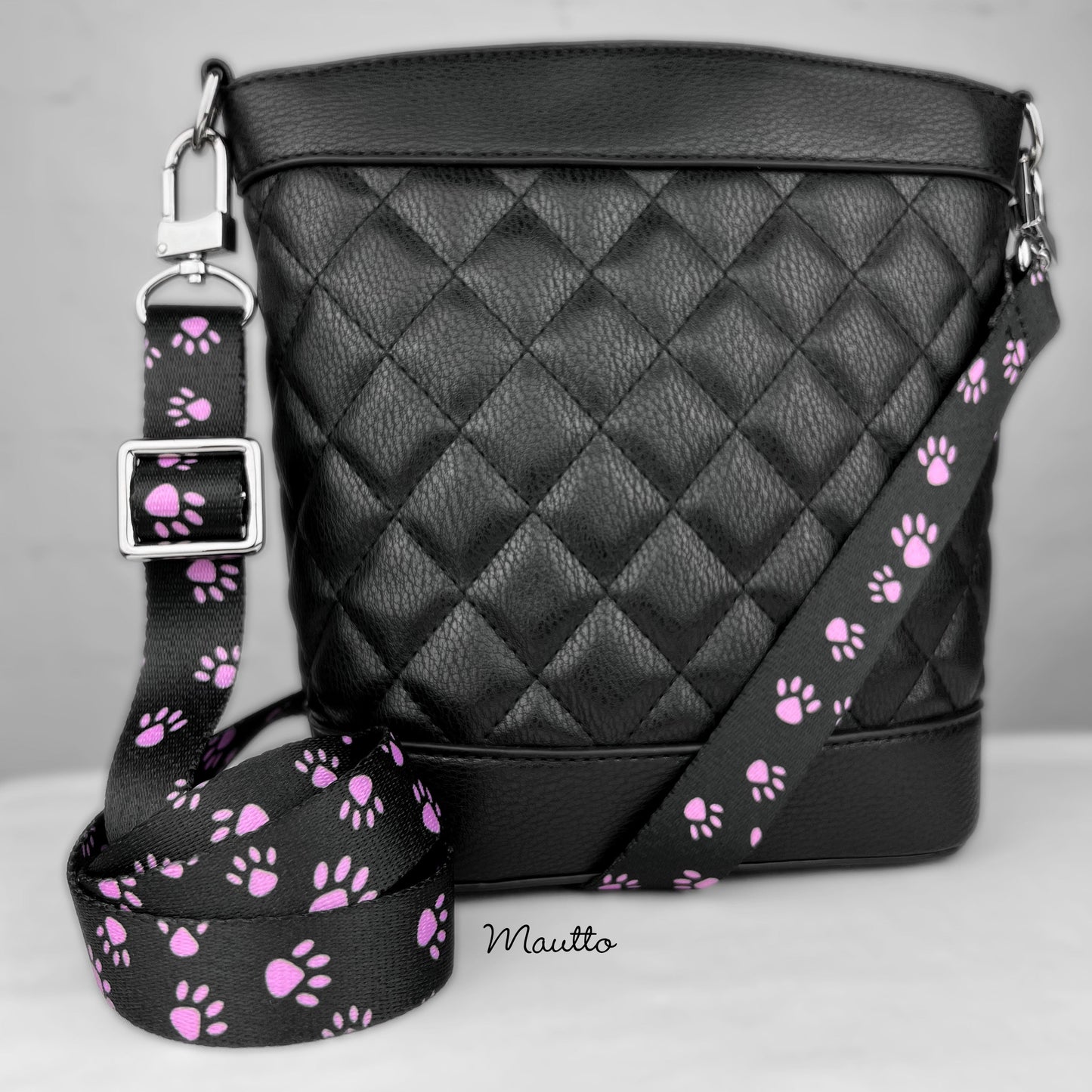 Dog Paws Strap for Purses and Handbags - 1" Wide Soft Nylon - Adjustable Shoulder to Crossbody Length - Customize Connector Style