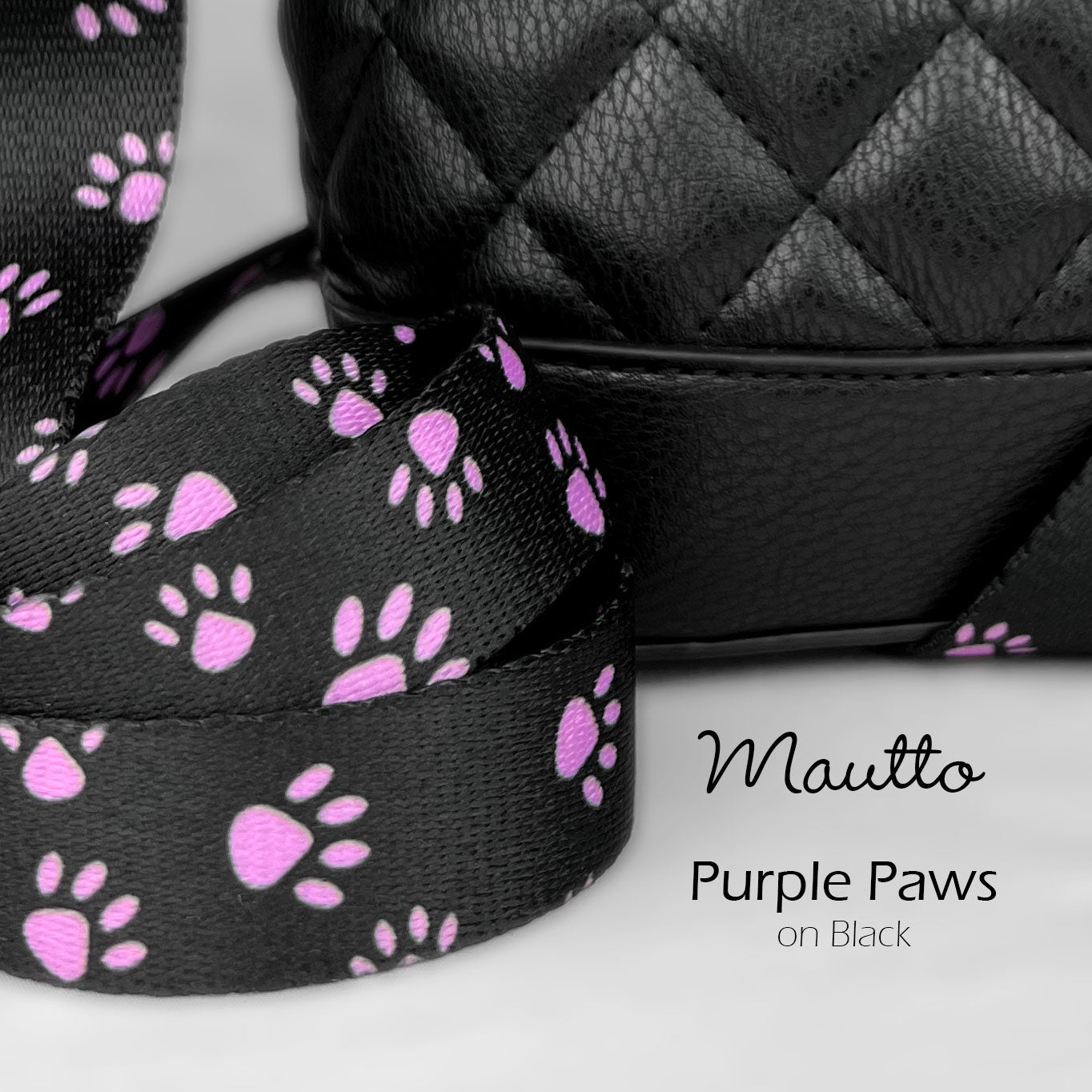 Dog Paws Strap for Purses and Handbags - 1" Wide Soft Nylon - Adjustable Shoulder to Crossbody Length - Customize Connector Style