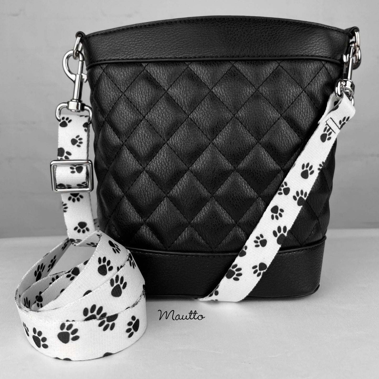 Dog Paws Strap for Purses and Handbags - 1" Wide Soft Nylon - Adjustable Shoulder to Crossbody Length - Customize Connector Style