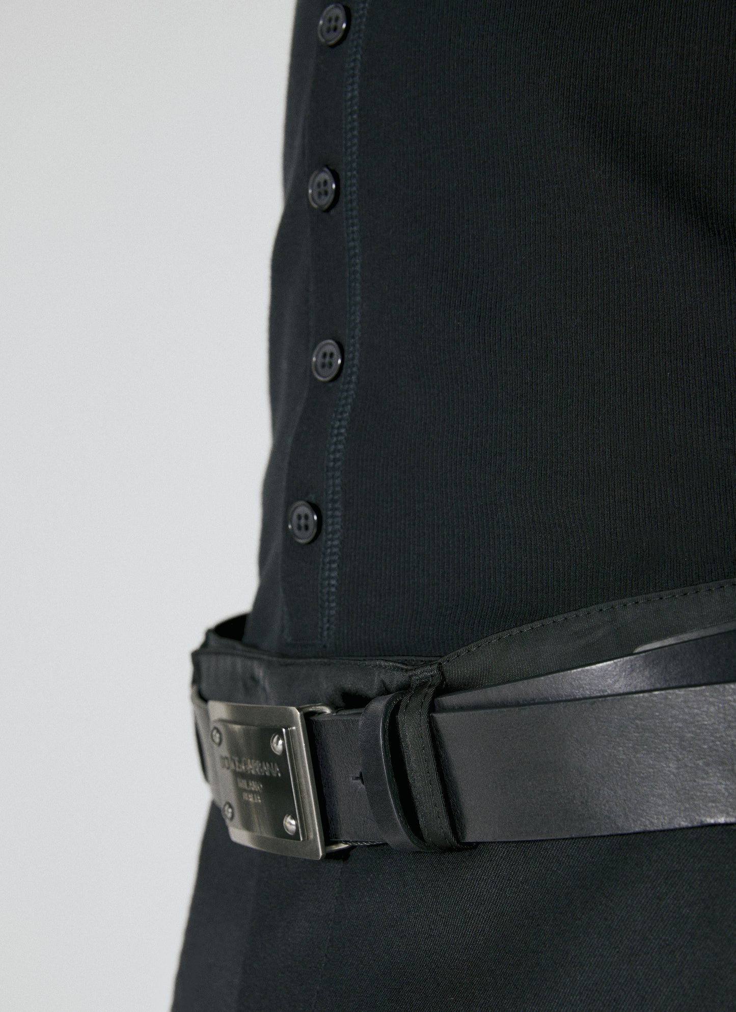 Dolce & Gabbana Men Logo Plaque Leather Belt