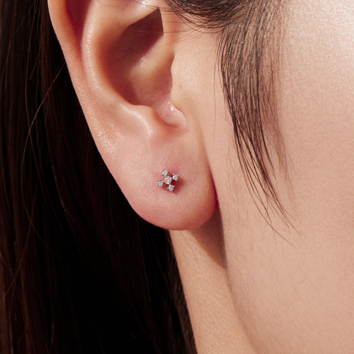925 Sterling Silver Moissanite Earrings White Gold Plated 0.5cm for Women