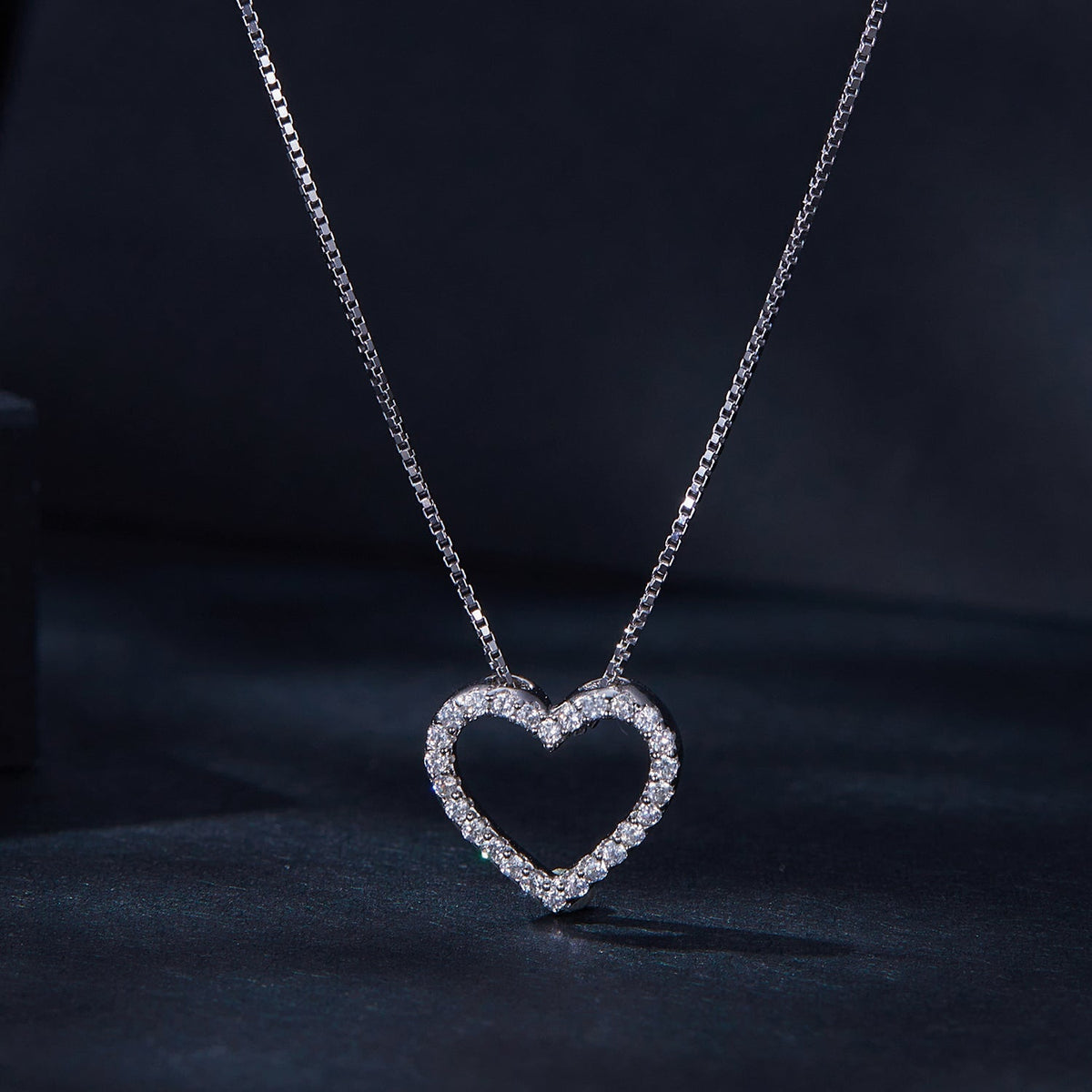 S925 Sterling Silver Necklace with Moissanite, 400mm + 50mm, Platinum Plated, Women