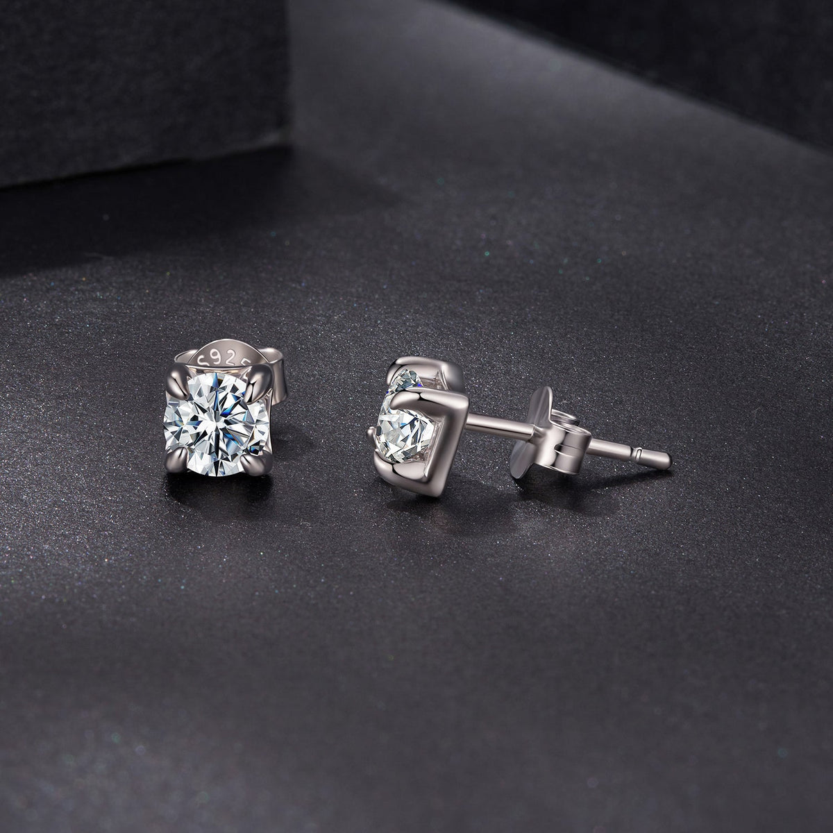 925 Sterling Silver & Moissanite Earrings - White Gold Plated, 0.5ct, Style S for Women