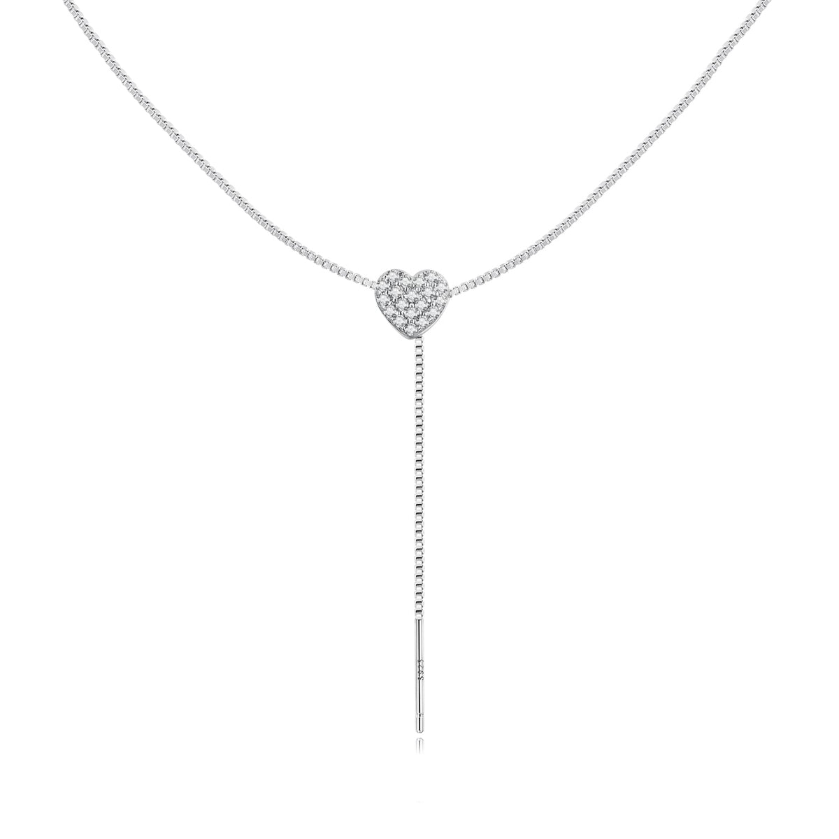 925 Sterling Silver Adjustable Necklace with CZ Pendant for Women