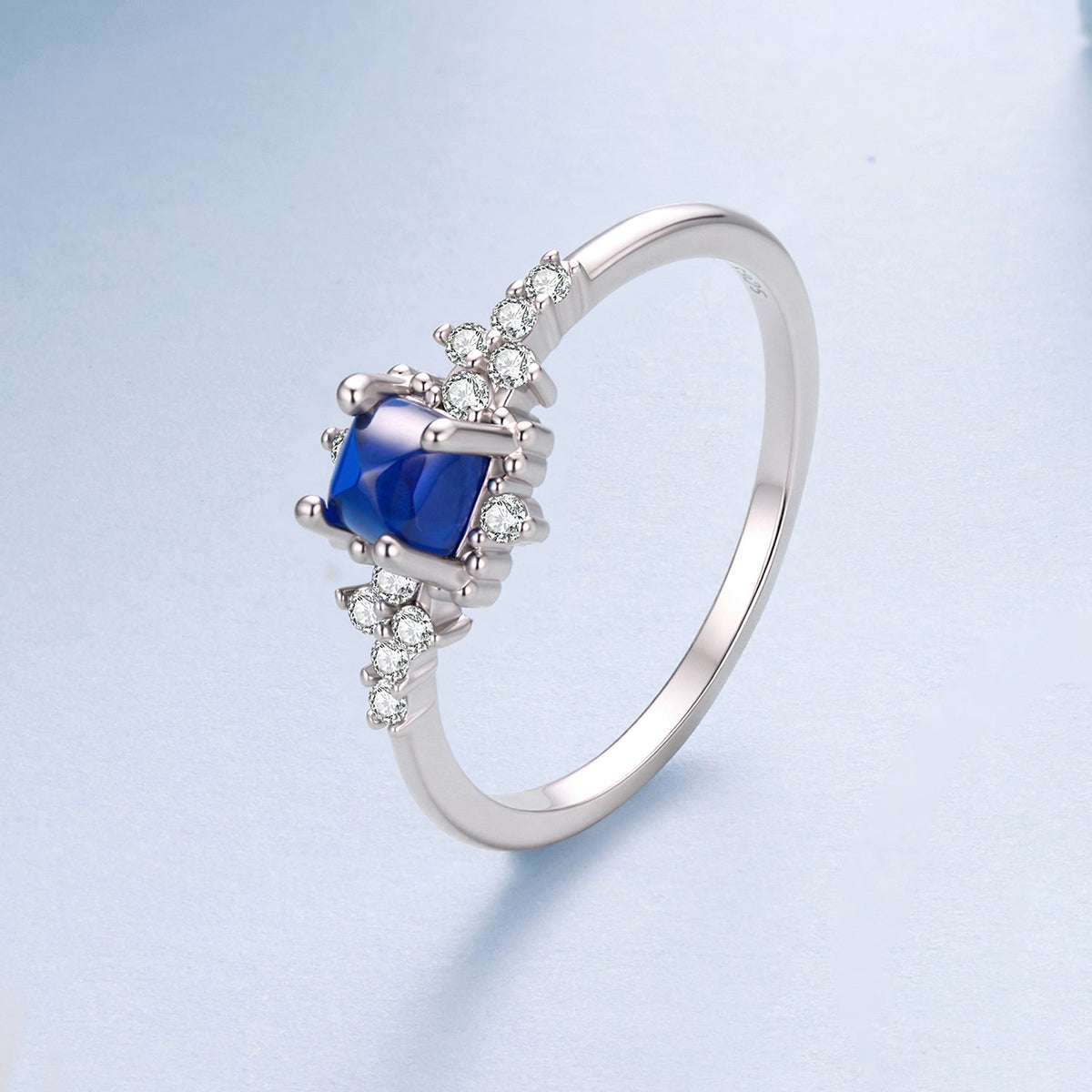 925 Sterling Silver White Gold Plated Size 6 Synthetic Spinel CZ Ring for Women