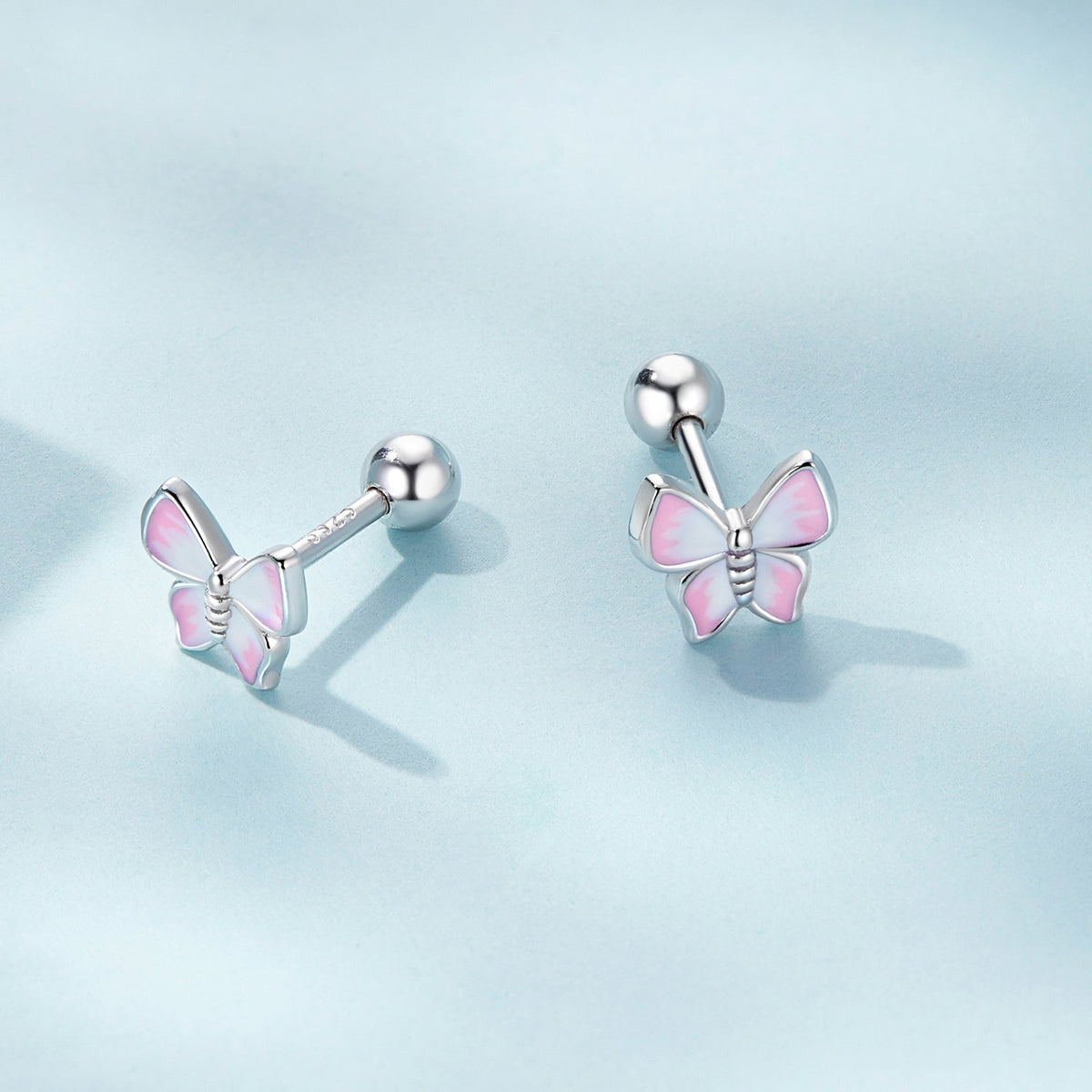 925 Sterling Silver Earrings with Enamel Process, 0.6cm, for Women