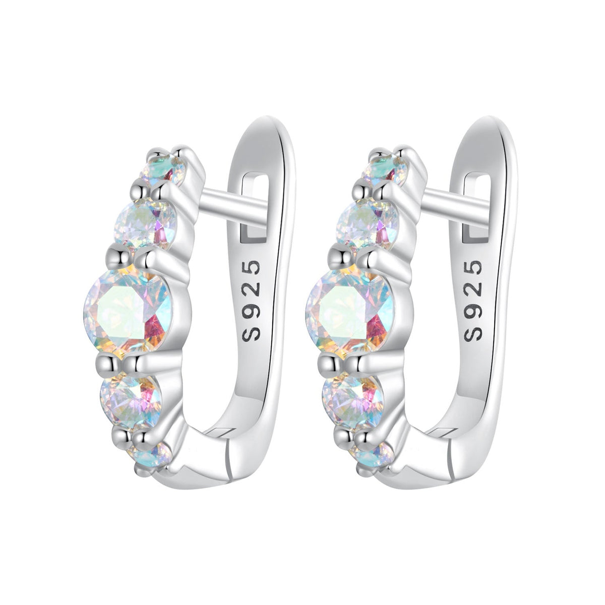 925 Sterling Silver Earrings with CZ in Pavé Setting, 12x3mm, for Women
