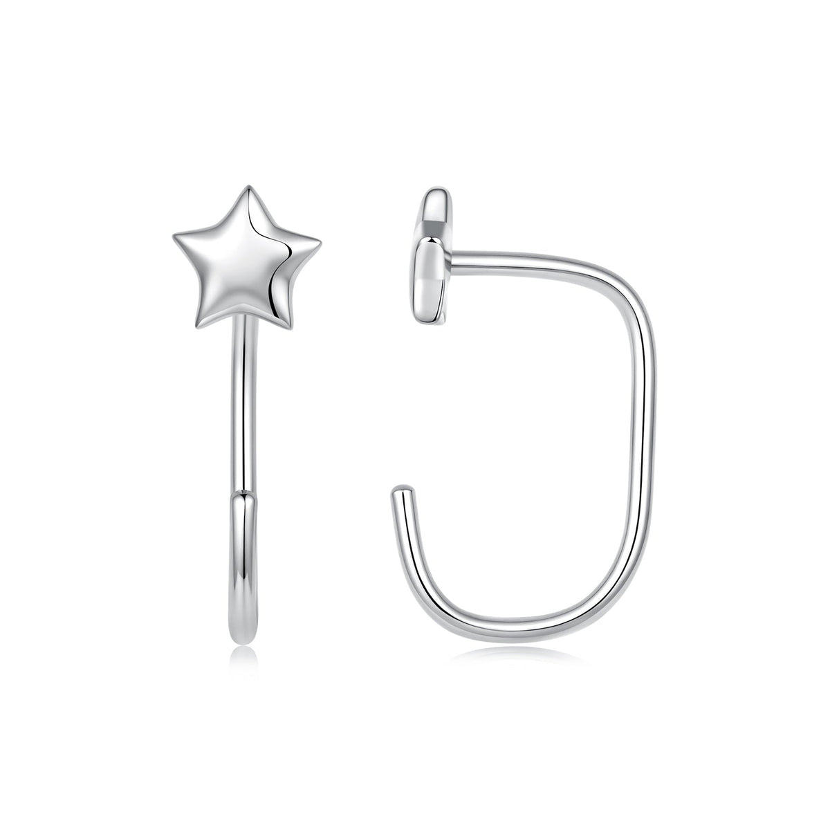 925 Sterling Silver Brass Earrings with White Gold Plating 1.4cm for Women