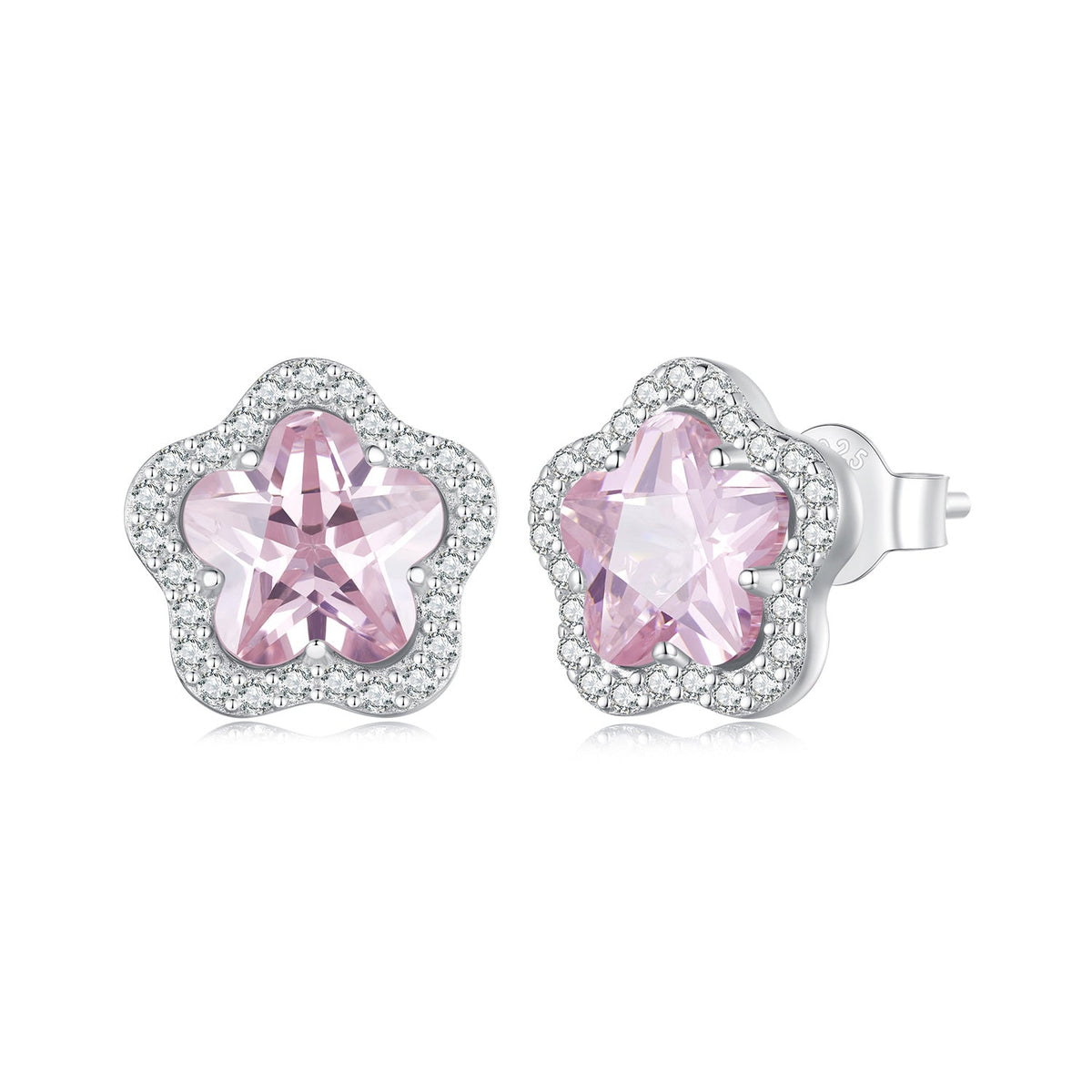 925 Sterling Silver Earrings with Pavé Setting CZ and Transparent Glass for Women