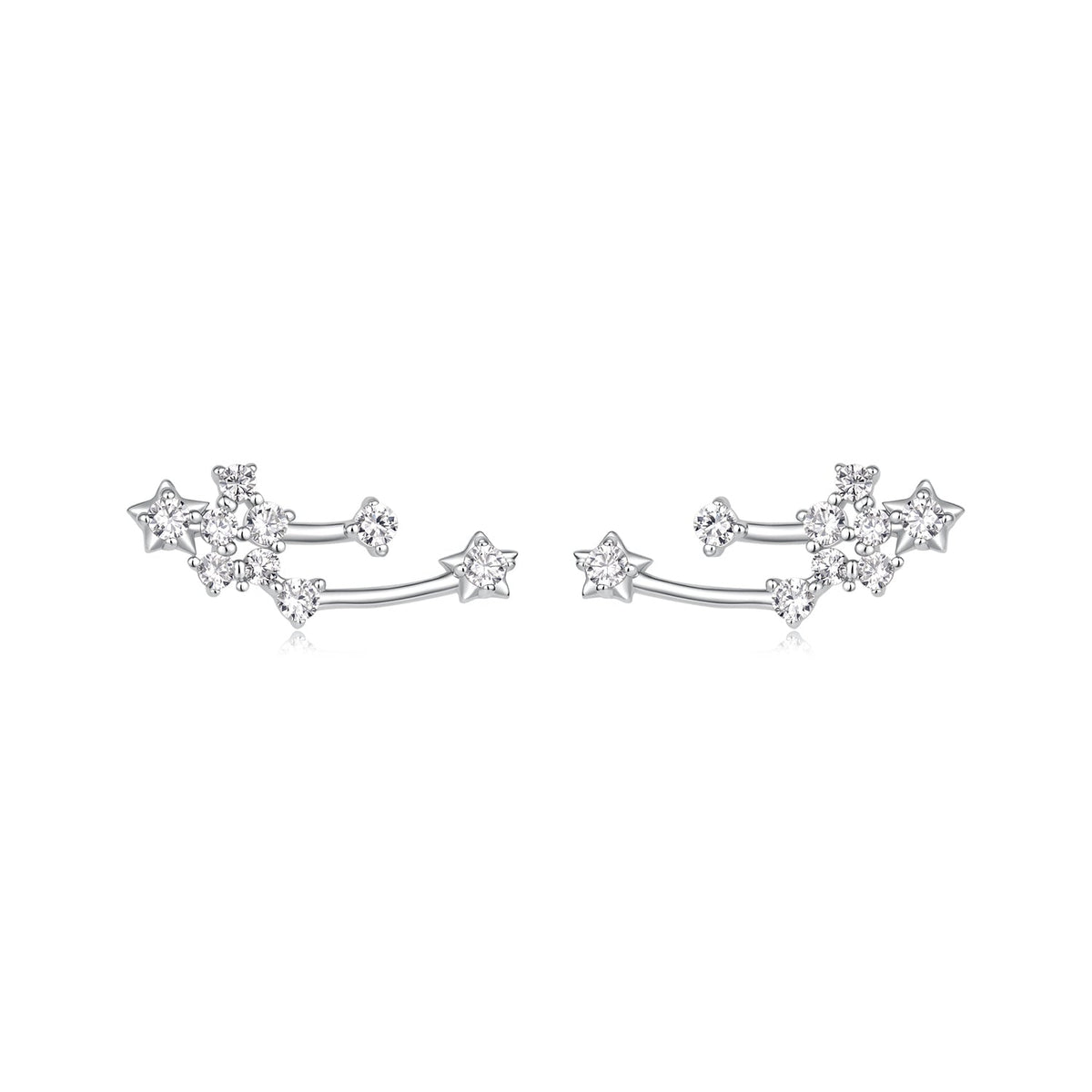 925 Sterling Silver & Brass White Gold Plated Earrings with CZ for Women