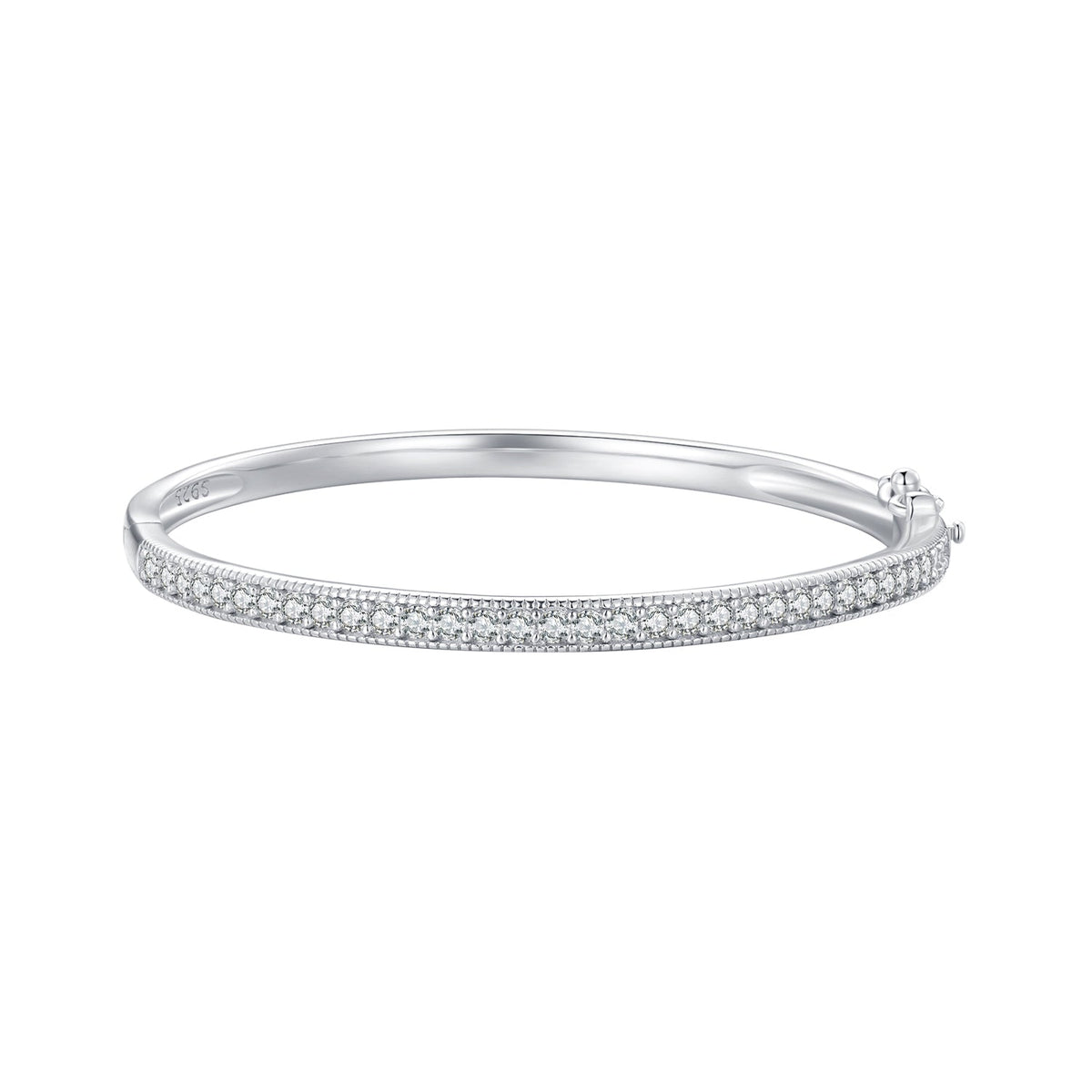 925 Silver & Platinum Pavé Setting CZ Bracelets, Size 17.0 mm for Women