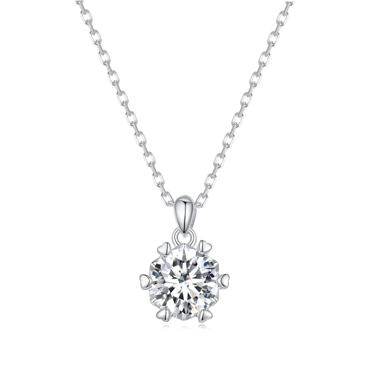 925 Sterling Silver Moissanite Necklace 39cm+5cm Length for Women