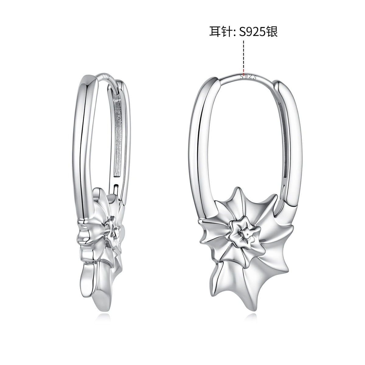 925 Sterling Silver White Gold Plated 2.7cm Hoop Earrings for Women