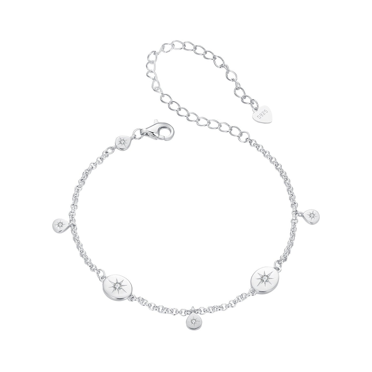925 Sterling Silver & Plated White Gold CZ Bracelet