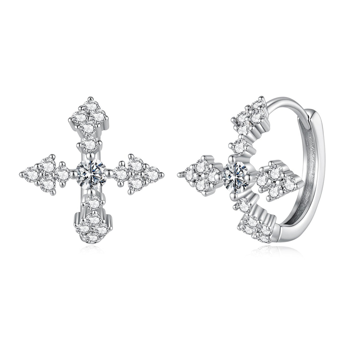 925 Sterling Silver White Gold Plated Moissanite 1.4cm Hoop Earrings for Women