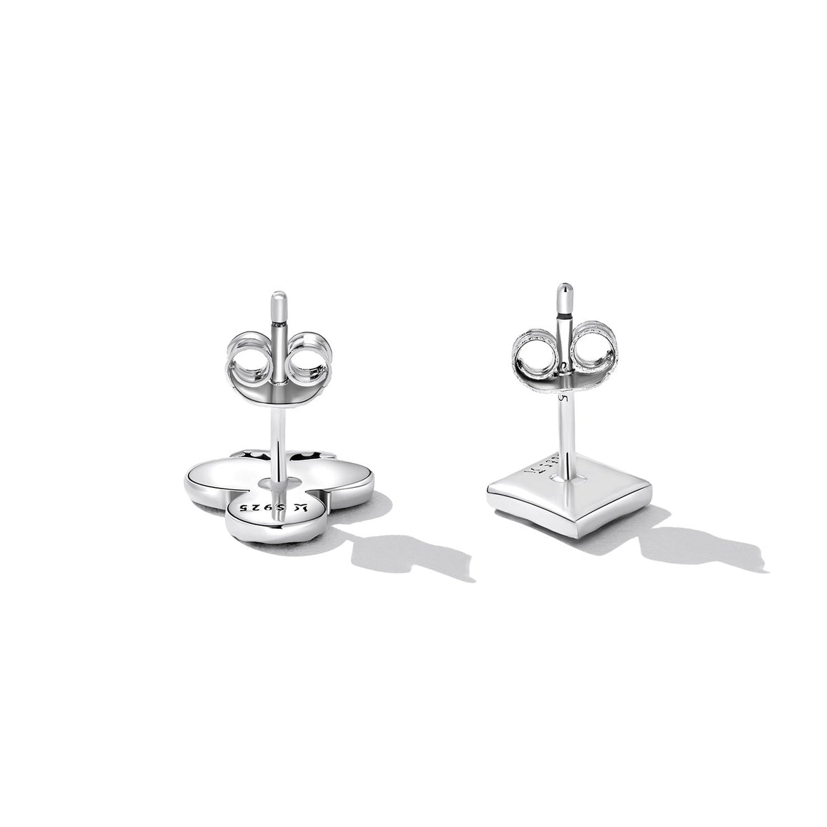 925 Sterling Silver Oxidized Enamel Plum Blossom Earrings for Women - 1.2 x 1.0 cm
