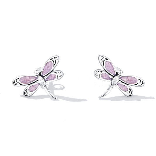 925 Sterling Silver Enamel Process Earrings with Pavé Setting CZ for Women
